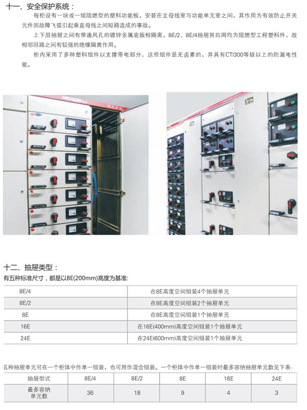 MNS低壓抽屜式開關柜基本參數及柜體分區